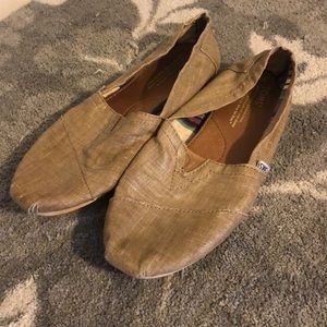 Toms gold metallic slip on shoes